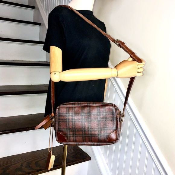 RALPH LAUREN Black Watch Tartan Plaid Crossbody Messenger Bag - Picture 3 of 17